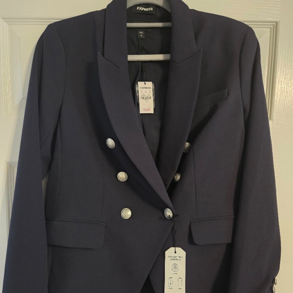 BNWT Express Supersoft Twill Navy Blazer